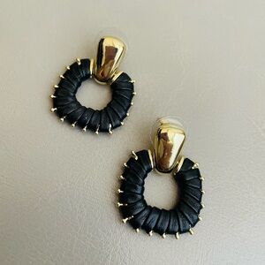 eye candy Black and Gold Wrapped Hoop Earrings